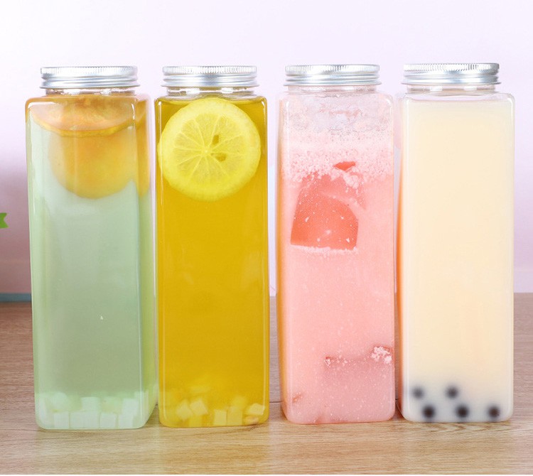 New arrive packaging milk bubble tea square juice drinking plastic juice beverage bottle 500ml New arrive packaging milk bubble tea square juice drinking plastic juice beverage bottle 500ml