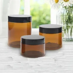 Amber Plastic PET Jar With Screw Cap For Food