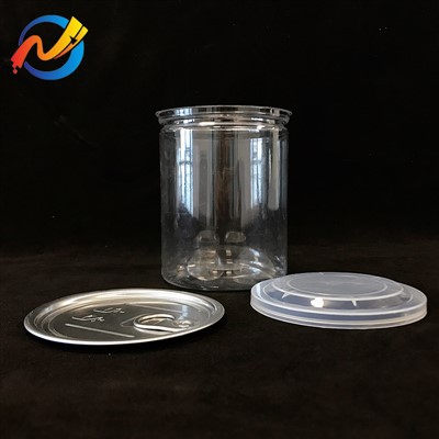 Gamyklos kaina BPA maisto klasės Can Pet plastikinis stiklainis su lengvai atidaromu plastikiniu indu