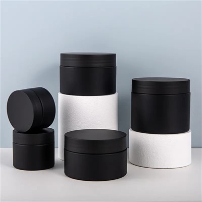 NH plastikiniai matiniai juodi kosmetikos stiklainiai