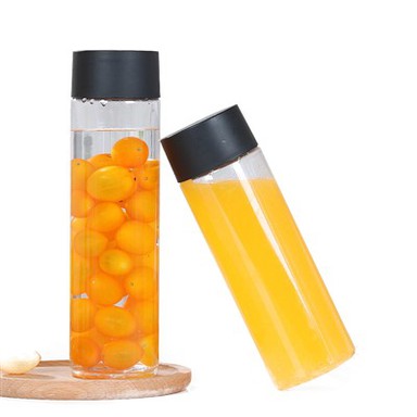 PET skaidrus apvalus plastikines sultis pieno kavos gėrimo butelis